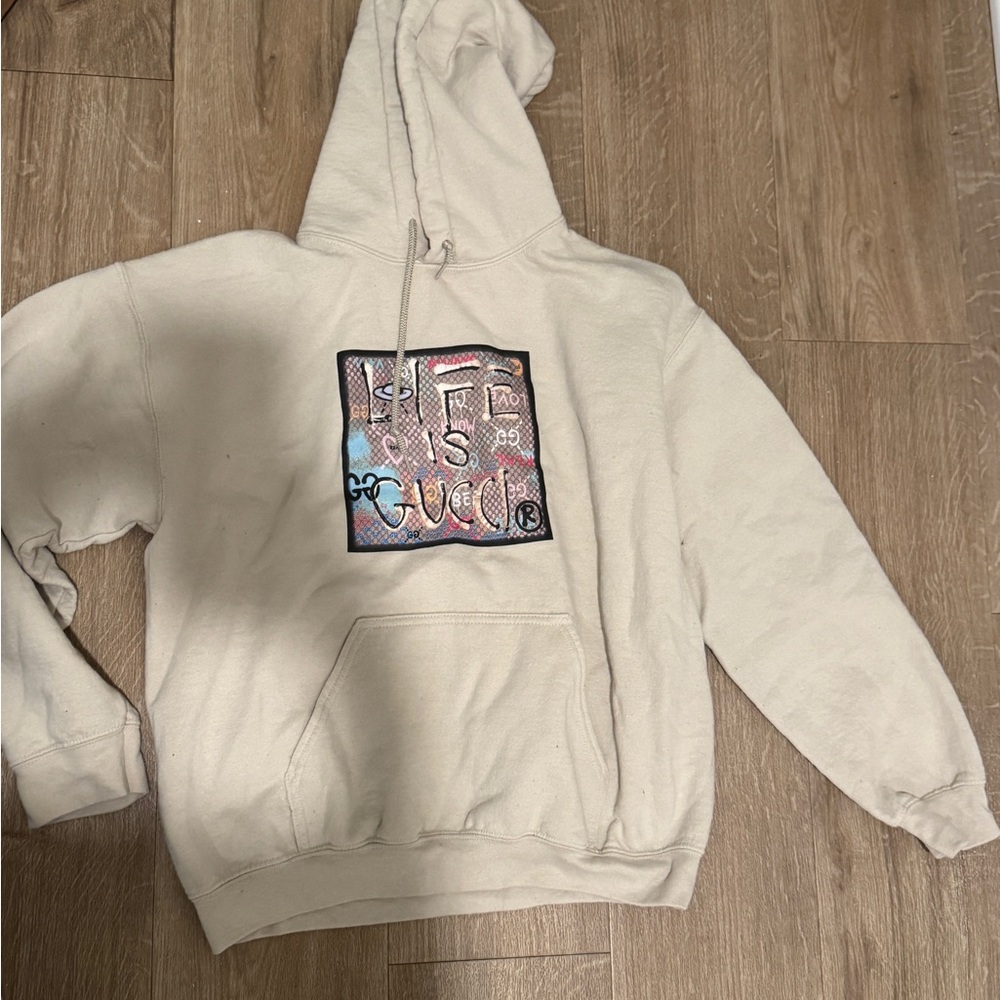 Gildan Cream Hoodie with Graphic